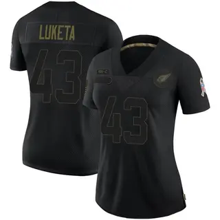Arizona Cardinals Women's Jesse Luketa Limited 2020 Salute To Service Jersey - Black