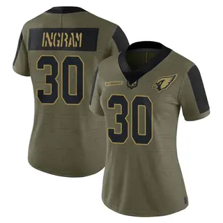 Arizona Cardinals Women's Keaontay Ingram Limited 2021 Salute To Service Jersey - Olive