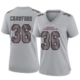 Arizona Cardinals Women's Kitan Crawford Game Atmosphere Fashion Jersey - Gray