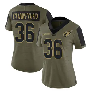 Arizona Cardinals Women's Kitan Crawford Limited 2021 Salute To Service Jersey - Olive
