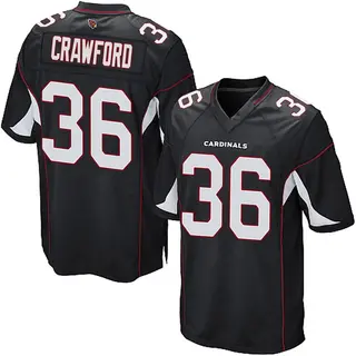 Arizona Cardinals Youth Kitan Crawford Game Alternate Jersey - Black