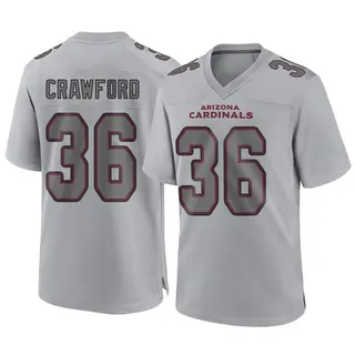 Arizona Cardinals Youth Kitan Crawford Game Atmosphere Fashion Jersey - Gray